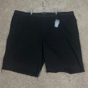American Rag Mens 50 Big Tall Deep Black Stretch Chino Shorts Frayed‎ Hem NEW
